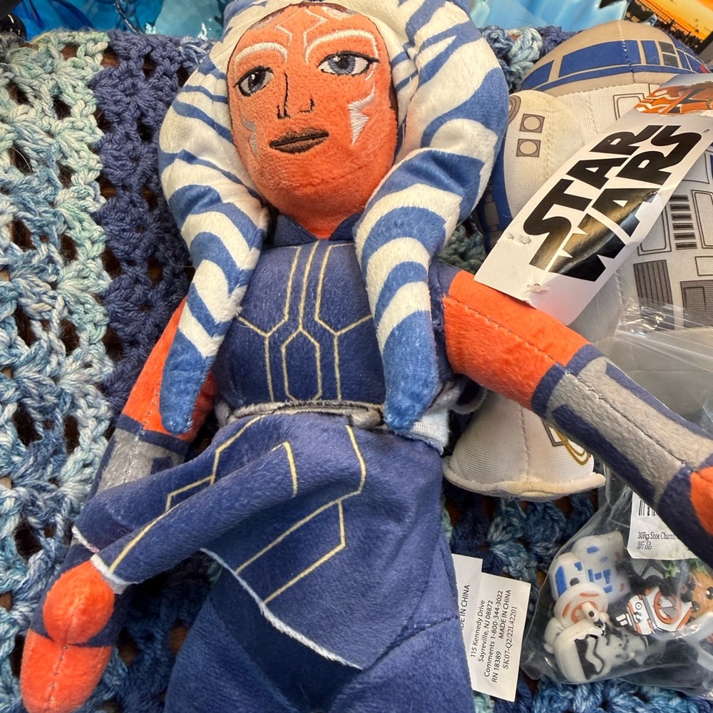 Star Wars Ahsoka Tano Plush Toy - Blue & Orange Kids Doll R2D2 Crocs charms